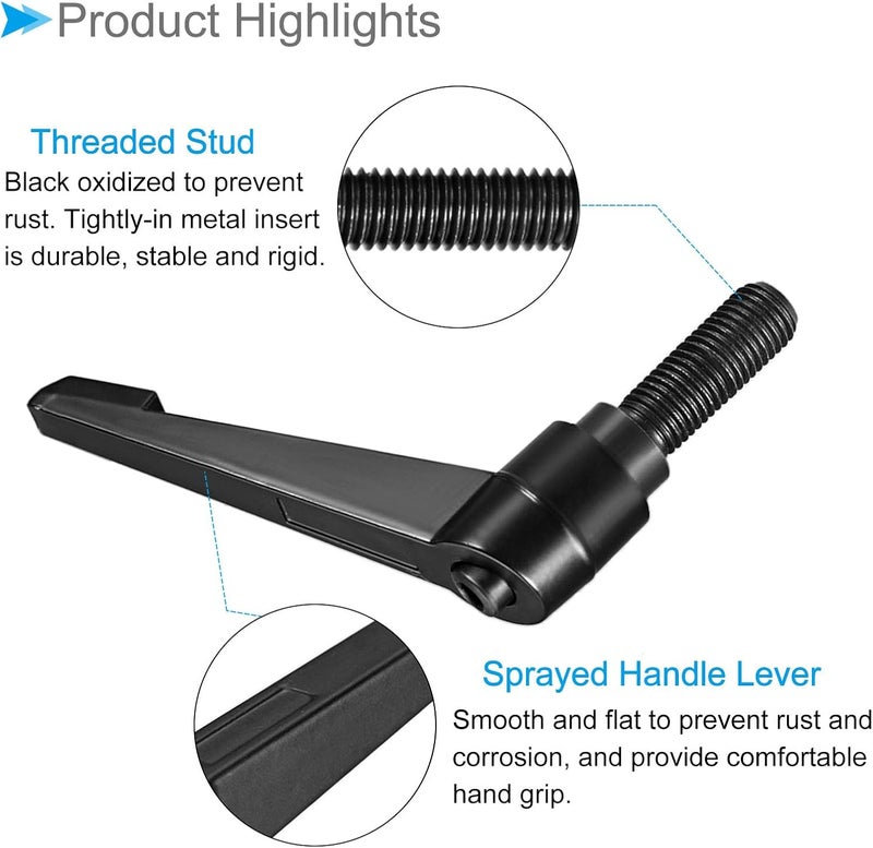 CoCud Clamping Lever Handles, M16 x 33mm Male Thread, Adjustable Quick Release Locking Rotating Bolt Knobs Black - (Applications: for Lathe Machinery), 1-Piece - Image 4